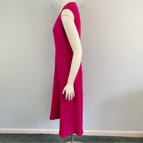 DKNY Sleeveless Midi Dress Asymmetrical Hem V-Neck - Small - Pink Cocktail Party - Picture 2 of 13